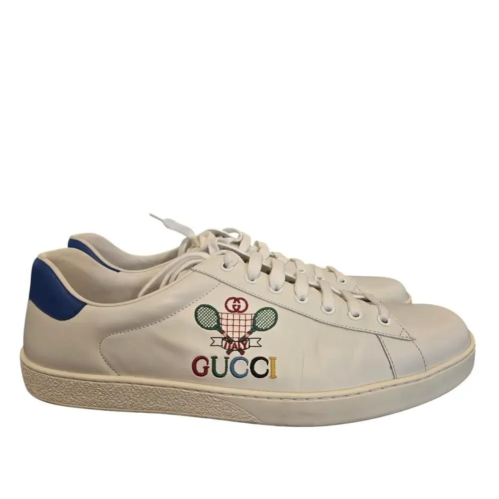 Gucci Ace Tennis White Leather Trainers Men’s G 12.5 US 13.5
